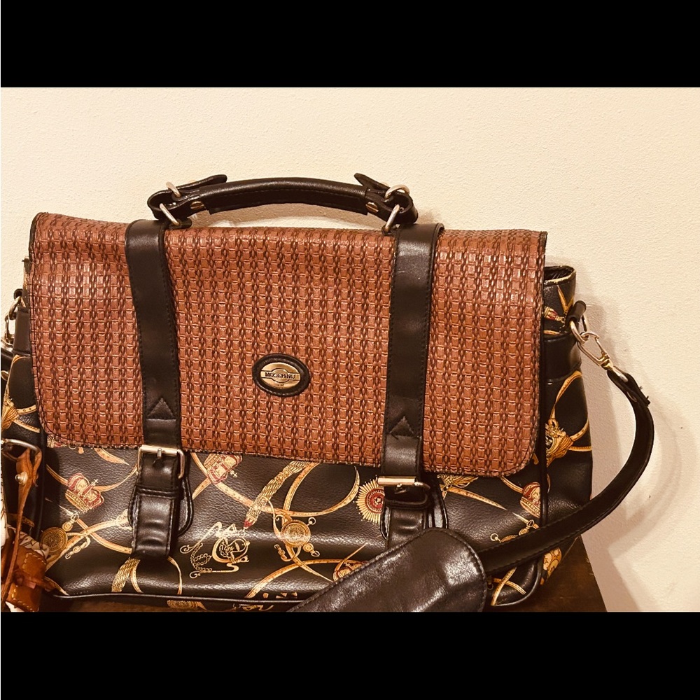 Brown and Black Patterned Men's Bag